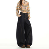 Black Golden Lan Scissor High Street Loose Broad Leg Three-Dimensional Cut-Shaped Silhouette Wash Jeans Drag Floor Trousers