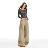 25 Autumn And Winter New Washing Faetyle Fabric High Waist Thin Design Loose Broad Leg Leisure Pants Women