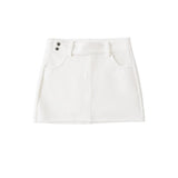Old Money Style White Dress Girl Autumn And Winter High-Rise Thin-Skinny Hip Skirt Babes Super Short Skirt With Belt A Word Skirt