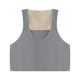 Waffug Short Top Woman Loose Inside A T-Shirt Slings Wearing White Sleeveless Vest
