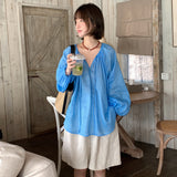 Spring And Summer Thin Breathable Sunscreen Shirt Women's Korean Version Of Loose Net Solid Cover Long-Sleeved Shirt Air-Conditioning Shirt 5 Colors