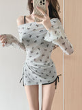 2026 Summer New Hooded Horned Split Swimsuit Women Three Sets Thin Fashion Yang Bow Bubble