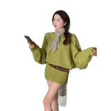 French Style Temperament Word Shoulder Long Sleeve Knitted Dress Waist Thin Ass Skirt Design Elegant And Catchy