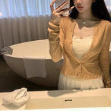 Intelligent Cardigan 16 Stitches 48 100 Fine-Sing-Pin Wool Thin Lace Knitted Shirt Women's Summer