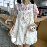 Sweet And Cute Butterfly Cute Flower Backs Pink Plaid Doll T-Shirt Summer New Set