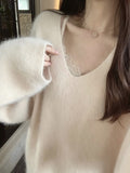 Lace Love Words High-Tight Water Velvet Set Sweet Lazy Hooded Knitwear
