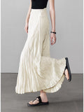 College Windy Wrinkled Big Skirts To The Long Skirts ~ 2025 Spring New Thin 100-Fold A-Word Half-Body Skirt