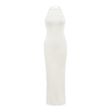 Kardashian's Same Niche Cloudy Fabric Hanging Neck Sexy Sleeveless Long Dress Body-Body-To-Scave Dress
