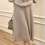 Sister's Brocing Dress 100 Wool Knitted Skirt Women's Autumn And Winter Long Elegant Early Gold Skirt