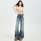 Mike & Blue Cowboy Swear Women 2026 Spring New Reliforce Design Rebar Low-Rise Horned Horned Pants