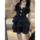 Cowboy Suspension Dress Women 2026 New French Doll T-Shirt Punk Dress Small Sweet Cool Two-Sleeve