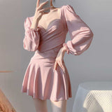 Strict New Pure Wind Seaside Dopamine Wearing Thin Sleeve Dress-Style Swimsuit Women's Bo Lis 85