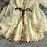Apricot Sweet Dress Woman 2025 Spring And Autumn New French Style With Small Man Temperament Doll Bottom Skirt