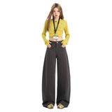 Vintage High Street Cotton Loose Broad-Legged Jeans Street Tud Trousers Gray Trousers
