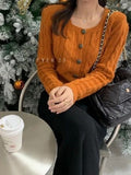 Small Fragrant Temperament Square Knitted Shirt Women Autumn And Winter Single Buckle Sweater Thin Coat Women's Short Coat