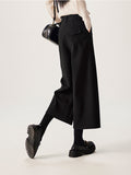 Special Counter Quality 2025 Winter New Fashion Plus Thick Pull Wool Warm Eight-Point Wide Leg Trousers Casual Pants Women Pants