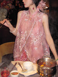 [Manjushahua] New Chinese Old Money Style Squint Embroidered With Sleeveless Vest Outside + Velvet Burning Flower Dress
