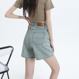 1527# New High-Waisted Denim Shorts Women Loose Design Feel Niche Retro Broad Legs A Word Hot Pants Thin
