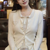 Highline Series Wool Knitted Cardigan Vest Two Sets Of Embroidered White Top Set