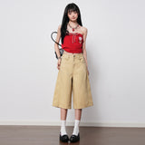 Large Red High-Waisted Straight-Legged Jeans Women 2026 Spring And Summer New Loose Leisure Thin Seven-Point Pants
