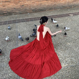 2025 Advanced New 100 Billion Blue Finch Original A Variety Of Straps With Large-Luffled Back-Necked Neck Dress