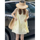 Summer Gentle Wears Women's 2025 New Temperament Lazy White Sleeveless Vest Dress Draw Short Skirt