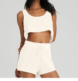 Waffug Short Top Woman Loose Inside A T-Shirt Slings Wearing White Sleeveless Vest