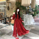 Super Beautiful Holiday Wind Red Broken Flower Bra Shoulder Dress To Collect Waist White Dress 2026