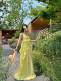 Sanya Beautiful Photo Dress Seaside Holiday Yellow Dress Show Back Dress Sexy Beach Dress Atmosphere