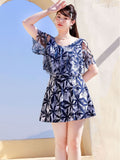 Aer Large-Size Swimsuit Female Conservative Slightly Fat Girl Covered With Thin Hot Spring Dress Summer Fat Mm Large Code