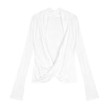 180 Kermdale + Lace Lace Splicing Two-Piece Collar T-Shirt Long-Sleeved Design Pure Desire Top
