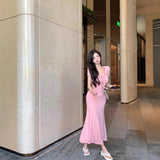 Pure Babes Thin Temperamental Style Packs Long Skirt Summer Waist Repair Holiday Wind Tail Dress