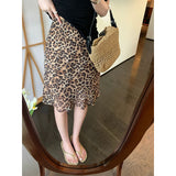 Leopard-Print Sexy Ass Short Skirt Women 2026 Spring And Summer New Verticals With Thin Skirts