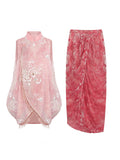 [Manjushahua] New Chinese Old Money Style Squint Embroidered With Sleeveless Vest Outside + Velvet Burning Flower Dress