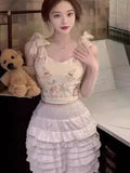 Purely Want Cartoon Print Slings Small Vest Women Summer Sweet Hottie Lace Bow Sexy Inside Cloth Wear