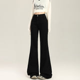 White Non-Legged Trumpet Trousers Drag Low-Rise Jeans Female Hot Leg Trousers
