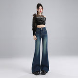 25 Autumn And Winter Black Gray Micro-Horn Jeans Women 2025 New High-Rise Thin Small Horn Pants