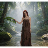 2026 New French Lazy Wind Loose Retro Fog Yarn Sexy Lace Sling Dress Yunnan Tourism Vacation