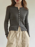 Lazy Temperament Wool White Bottoming Shirt Spring Women Long Sleeves Thin Knitted Cardigan Sweater