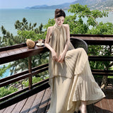 Seaside Holiday Dress 100 Folded Dress Dress High Atmosphere To Take Pictures Goddess Wearing Sexy Fairy Suit Dress