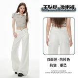 New Black Technology Fabric Summer Thin Small Horn Jeans Women Loose Straight Barrel Hanging Ice Feeling