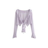 Suspension Dress Femininity High-End Purple Unique Beautiful Sling Skirt With Sunscreen Cardigan Two Sets