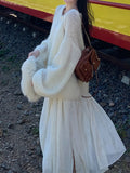 Ma Hai Mao And Female Star Import Ultra-Young Horse Sea Series Loose Long-Sleeved Velvet Sweater