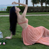 French Sexy Pure Lust Wind Irregularly Exposed Waist Thin Sling Dress Female Sanya Seaside Holiday Take-Up Dress