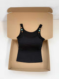 948# Summer New Sweet Lake Beaded Shoulder Strap Design Sling Vest Body-Integrated With Chest Cushions