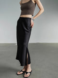 Summer High-Grade Acetic Acid Fascination Skirt Female High-Waist Temperament Half Skirt Open Pussew Skirt Thin Bag Hip Skirt