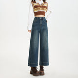 Autumn And Winter New Elastic Narrow Straight Trousers Personality Embroidered Small Casual Loose Micro-Scloose Granny Jeans