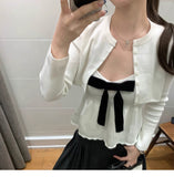 Gubao Girl's Knitted Open-Shirted Sling Suit Early Autumn Wearing A Short Coat Coat Women's Autumn