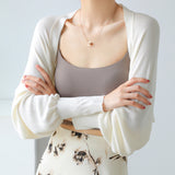 French Small Shoulder Ice Silk Knitted Sun-Wearing Women Thin Shawl Sweater With Sling Skirt Outer Hoodie Top