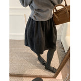 Retro Hairy A Version Of The Women's Autumn And Winter New Korean Minimalist Pressure Folds Thin Long Skirt